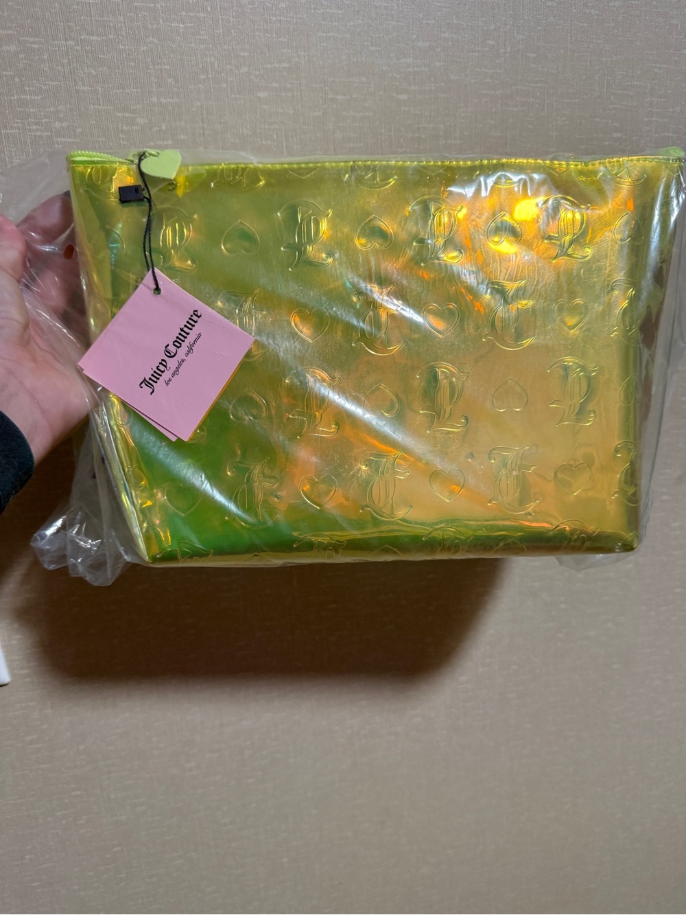 Juicy Couture Iridescent Lime Green Cosmetic Pouch